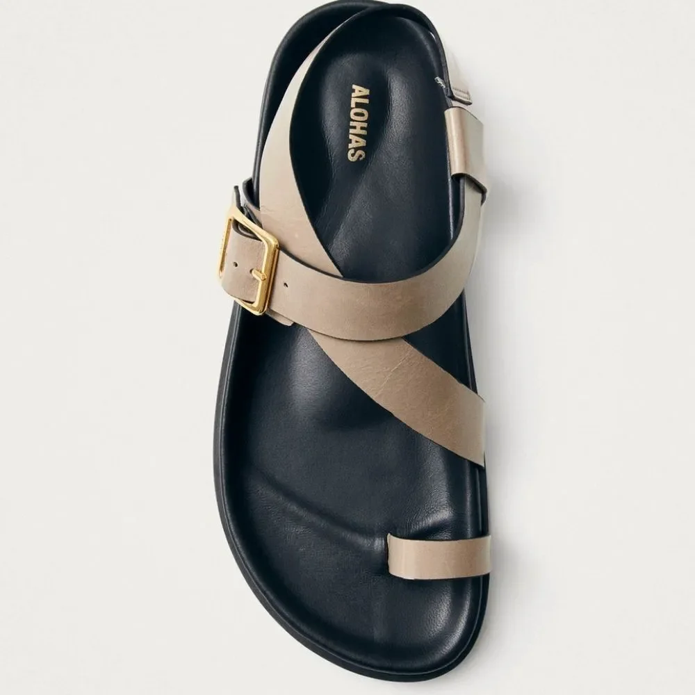 Alohas Siren Onix Stone Beige Leather Sandals